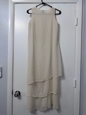 Sleeveless Cream Layered Maxi Dress